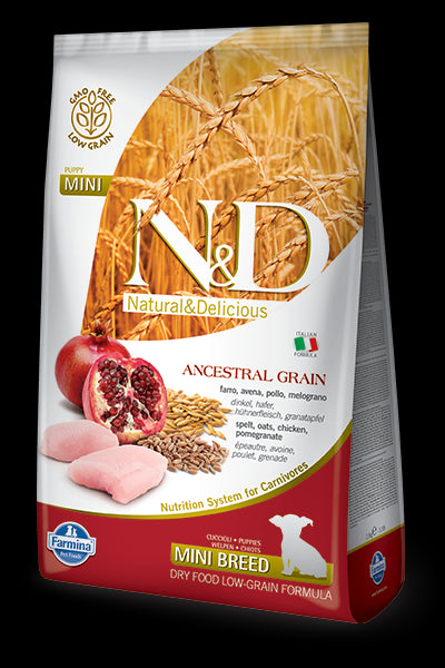 Hrana uscata pentru caini N&D Low Grain Pui si Rodie Puppy Mini 12 kg